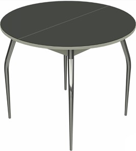 Раздвижной стол Ривьера исп. круг хром №5 (стекло черное/белый) в Кургане