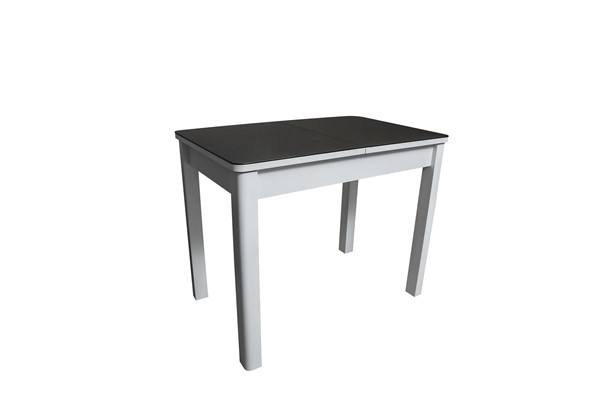 Обеденный раздвижной стол Айсберг-2СТ белое/черное/прямые массив в Шадринске - изображение