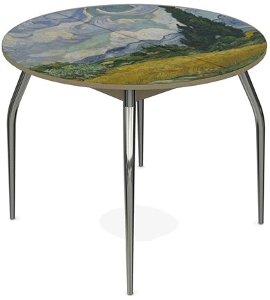 Кухонный раздвижной стол Ривьера исп. круг хром №5 (Exclusive h254/белый) в Шадринске - изображение