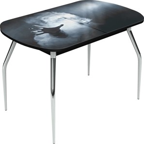 Обеденный раздвижной стол Ривьера исп.2 хром №5 (Exclusive h165/черный) в Кургане