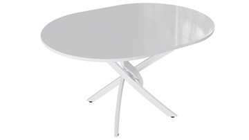 Кухонный стол раскладной Diamond тип 3 (Белый муар/Белый глянец) в Кургане - предосмотр 1