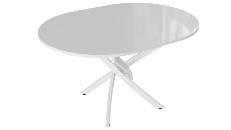 Кухонный стол раскладной Diamond тип 3 (Белый муар/Белый глянец) в Кургане - изображение 1