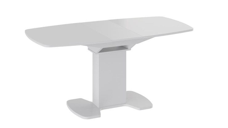 Кухонный раздвижной стол Портофино (СМ(ТД)-105.02.11(1)), цвет Белый глянец/Стекло белое в Шадринске - изображение 1