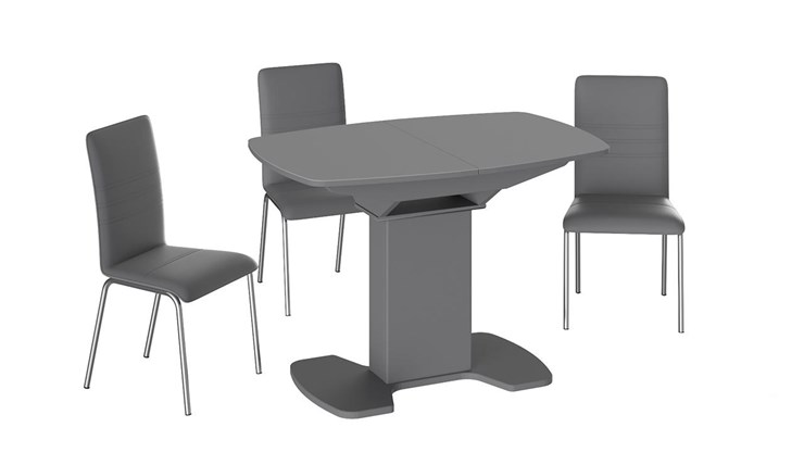 Раздвижной стол Портофино (СМ(ТД)-105.01.11(1)), цвет Серое/Стекло серое матовое LUX в Шадринске - изображение 2