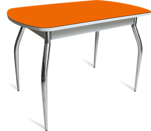 Стол ПГ-04 СТ белое/оранжевое/хром фигурные в Шадринске - изображение