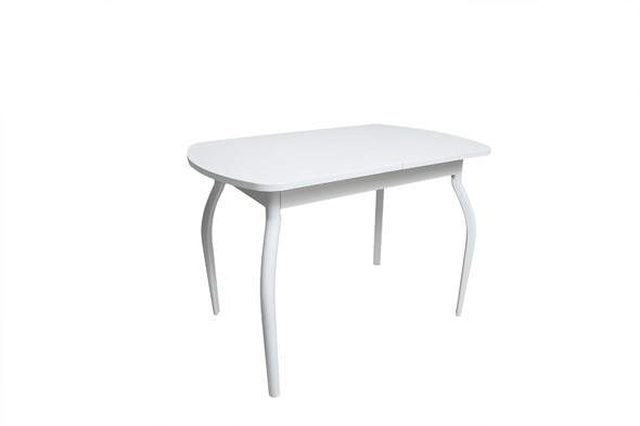 Кухонный стол раздвижной ПГ-02СТ белое/белое/крашенные фигурные в Шадринске - изображение