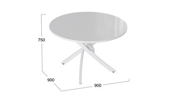 Стол на кухню Diamond тип 2 (Белый муар/Белый глянец) в Шадринске - предосмотр 1