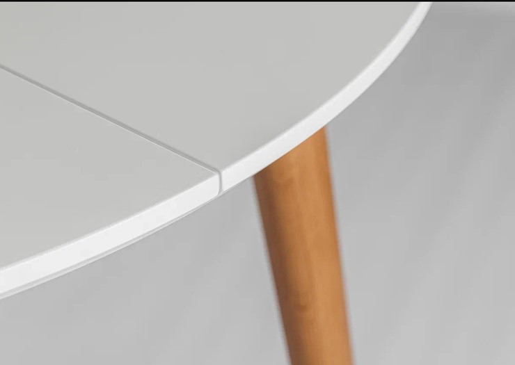 Кухонный раздвижной круглый стол Белая Эмаль д. 90 см МДФ ножки светлый орех в Кургане - изображение 19