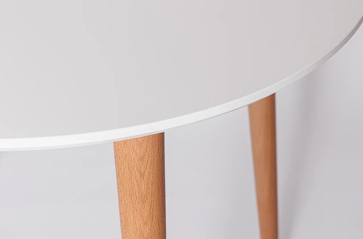 Кухонный раздвижной круглый стол Белая Эмаль д. 90 см МДФ ножки светлый орех в Кургане - изображение 21