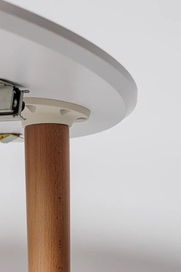 Кухонный раздвижной круглый стол Белая Эмаль д. 90 см МДФ ножки светлый орех в Кургане - изображение 2