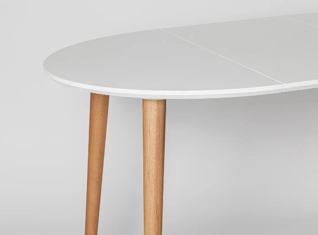 Кухонный раздвижной круглый стол Белая Эмаль д. 90 см МДФ ножки светлый орех в Кургане - изображение 10