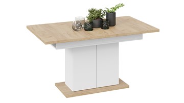 Кухонный стол раздвижной Детройт тип 1 (Белый/Дуб Крафт золотой) в Кургане