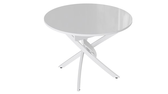 Кухонный стол раскладной Diamond тип 3 (Белый муар/Белый глянец) в Шадринске - изображение
