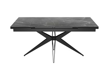 Кухонный стол раздвижной DikLine KW160 мрамор С45 (керамика черная)/опоры черные в Кургане