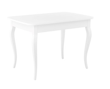 Кухонный стол раскладной Dikline M110 Белый/стекло белое сатин/ножки MC белые в Кургане