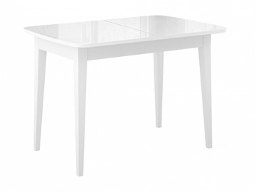 Кухонный раздвижной стол Dikline M110 Белый/стекло белое глянец/ножки MM белые в Шадринске