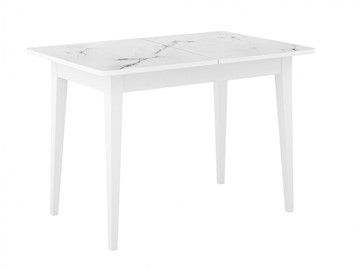 Кухонный раскладной стол Dikline M110 Белый/стекло белый мрамор сатин/ножки MM белые в Шадринске