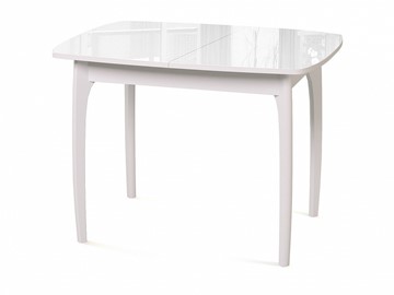 Кухонный раскладной стол Dikline M40 стекло белое/ножки белые в Шадринске