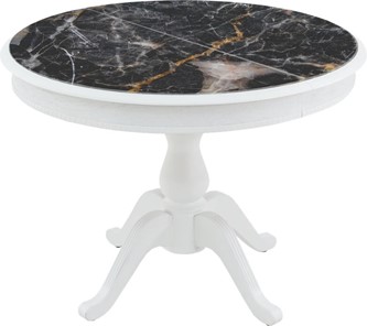 Кухонный стол раскладной Фабрицио-1 Glass, Круг 1000, фотопечать (Мрамор 10) в Кургане