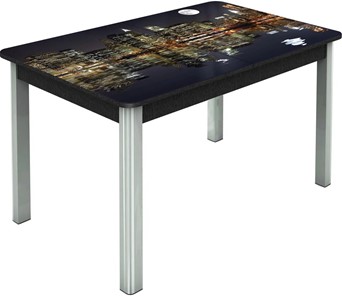 Кухонный раздвижной стол Гамбург исп.1 ноги метал. крашеные №23, Фотопечать (Города №8) в Кургане