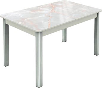 Обеденный раздвижной стол Гамбург исп.2 ноги метал. крашеные №23, Фотопечать (Мрамор №7) в Кургане