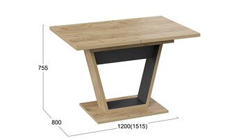 Кухонный раскладной стол Гавана тип 1 (Дуб крафт золотой/Черный) в Шадринске - предосмотр 5