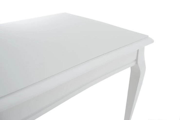 Кухонный стол раздвижной Кабриоль GLASS 1200х800, (Тон 9 - Эмаль белая + Белое стекло) в Кургане - изображение 5