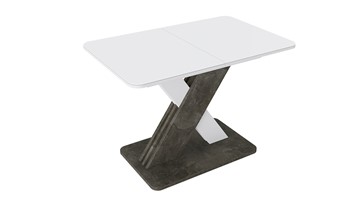 Обеденный раздвижной стол Люксембург тип 1 (Белый/Ателье темный/Стекло белое матовое) в Кургане
