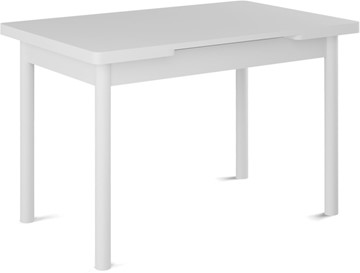 Кухонный стол раздвижной Милан-1 EVO, ноги металлические белые, белый цемент в Кургане