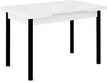 Раздвижной стол Милан-1 EVO, ноги металлические черные, стекло белое/серый в Кургане - предосмотр