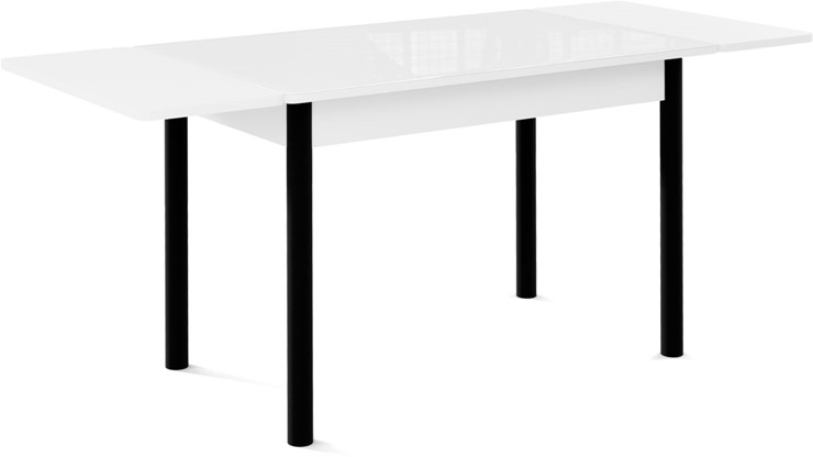 Раздвижной стол Милан-1 EVO, ноги металлические черные, стекло белое/серый в Кургане - изображение 1