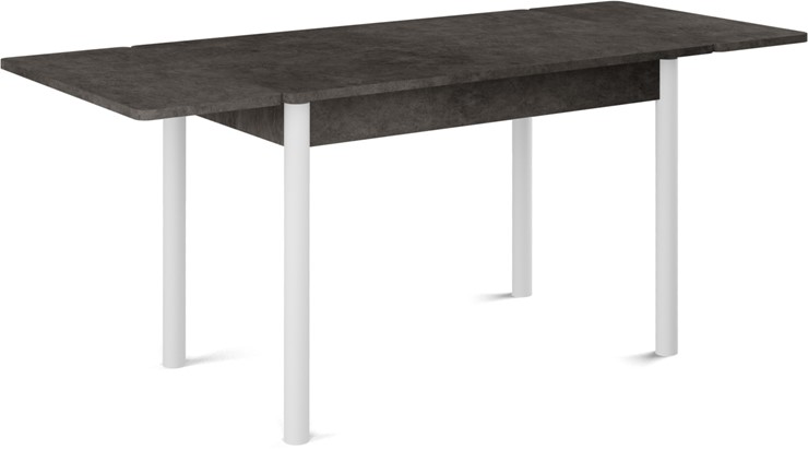Кухонный раздвижной стол Милан-2 EVO, ноги белые, серый камень в Шадринске - изображение 1