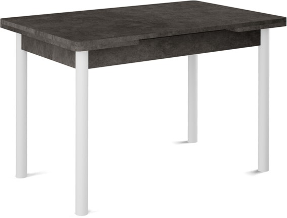 Кухонный раздвижной стол Милан-2 EVO, ноги белые, серый камень в Шадринске - изображение
