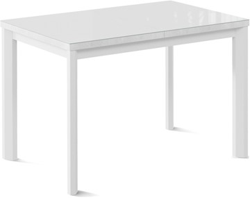 Кухонный стол раскладной Нагано-1G (ноги металлические белые, стекло cristal/белый цемент) в Шадринске