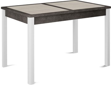 Кухонный раскладной стол Ницца-1 ПЛ (ноги белые, плитка бежевая/серый камень) в Кургане