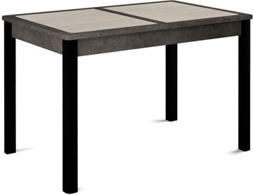 Кухонный раздвижной стол Ницца-1 ПЛ (ноги черные, плитка бежевая/серый камень) в Шадринске