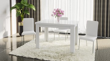 Кухонный стол раздвижной Норман тип 1, цвет Белый/Стекло белый глянец в Шадринске - предосмотр 4