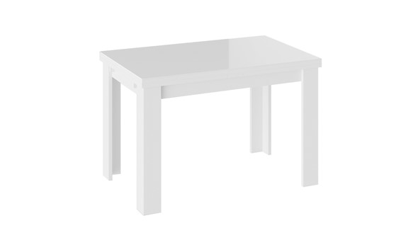 Кухонный стол раздвижной Норман тип 1, цвет Белый/Стекло белый глянец в Шадринске - изображение