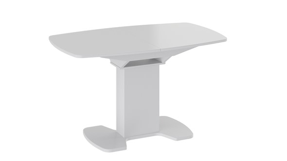 Кухонный раздвижной стол Портофино (СМ(ТД)-105.02.11(1)), цвет Белый глянец/Стекло белое в Шадринске - изображение