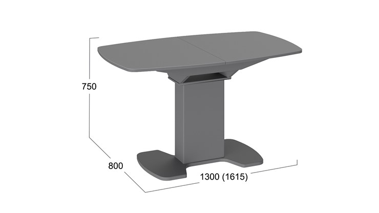 Кухонный раскладной стол Портофино (СМ(ТД)-105.02.11(1)), цвет Серое/Стекло серое матовое LUX в Шадринске - изображение 1