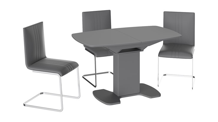 Кухонный раскладной стол Портофино (СМ(ТД)-105.02.11(1)), цвет Серое/Стекло серое матовое LUX в Шадринске - изображение 2