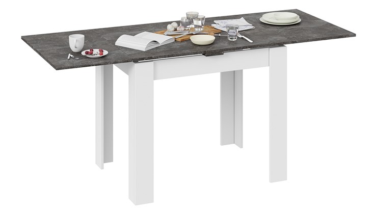 Кухонный стол раскладной Промо тип 3 (Белый/Ателье темный) в Шадринске - изображение 3