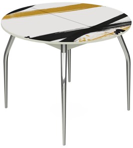 Обеденный раздвижной стол Ривьера - Круг, ноги метал. крашеные №24, ФП (Текстура №77) в Кургане