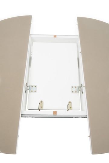 Стол раздвижной Ривьера исп. круг хром №5 (стекло белое/черный) в Кургане - изображение 3
