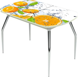 Кухонный раздвижной стол Ривьера исп.1 ноги метал. крашеные №24 Фотопечать (Фрукты №16) в Шадринске