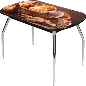 Раздвижной стол Ривьера исп.1 ноги метал. крашеные №24 Фотопечать (Хлеб №3 в Кургане