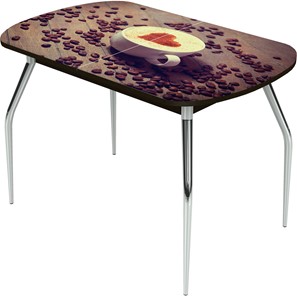 Кухонный раскладной стол Ривьера исп.1 ноги метал. крашеные №24 Фотопечать (Кофе №20) в Шадринске