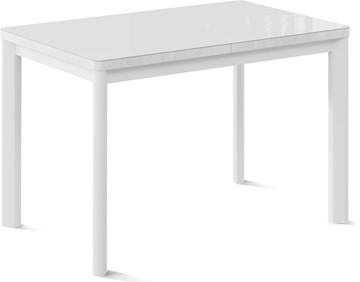 Раздвижной стол Токио-2G (ноги металлические белые, cтекло cristal/белый цемент) в Шадринске