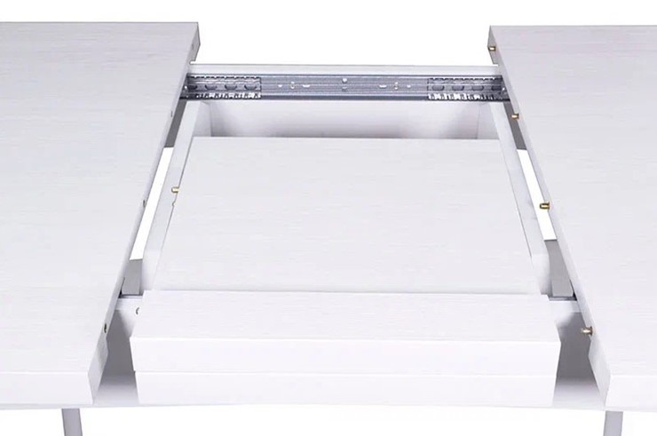 Кухонный раскладной стол Ялта с резными опорами Белый/Ясень Анкор светлый в Шадринске - изображение 2