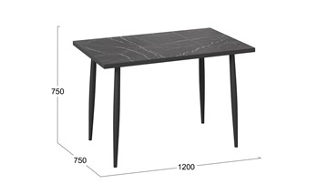 Кухонный обеденный стол Невада ДП1-02-08 (Черный мрамор/Черный матовый) в Шадринске - предосмотр 3